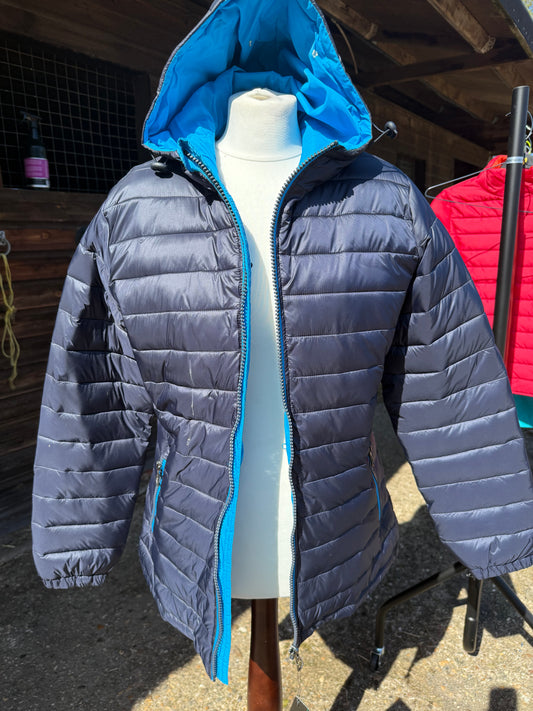 Ladies Padded Jacket - Navy/Light Blue